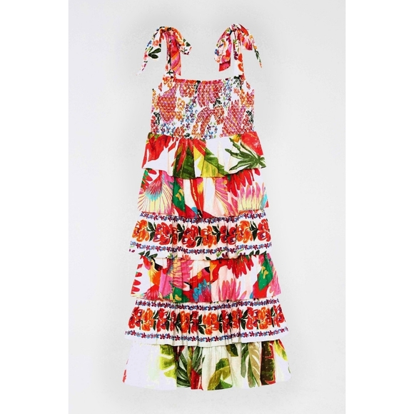 NWT FARM Rio Mixed White Layered Floral Midi Dress Size S - Picture 7 of 14